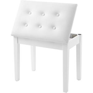 imageSONGMICS Piano Bench with Padded Cushion and Storage Compartment for Music Books Vanity Stool Tufted Wooden Piano Seat 138 x 22 x 195 Inches White ULPB55WTWhite