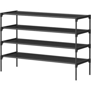 imageSONGMICS Shoe Rack 3Tier Shoe Storage Organizer SpaceSaving 116 x 361 x 21 Inches Entryway Metal Frame NonWoven Fabric Shelves Ink Black ULSH033BH01S4 Tiers 361W
