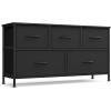 imageSONGMICS Dresser for Bedroom Chest of Drawers Steel MDF 3 NonWoven Fabric Drawers Storage Organizer Unit Closet Entryway Ink Black and Ebony Black ULGS313B01SInk Black  Ebony Black