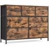 imageSONGMICS Dresser for Bedroom Chest of Drawers Steel MDF 3 NonWoven Fabric Drawers Storage Organizer Unit Closet Entryway Ink Black and Ebony Black ULGS313B01SRustic Brown  Ink Black