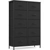 imageSONGMICS Dresser for Bedroom Chest of Drawers Steel MDF 3 NonWoven Fabric Drawers Storage Organizer Unit Closet Entryway Ink Black and Ebony Black ULGS313B01SInk Black  Ebony Black