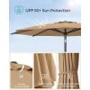 imageSONGMICS Patio Umbrella 9 ft Outdoor Table Umbrella Deck Umbrella with 8 Ribs UPF 50 30 DualTilt System Base Not Included for Patio Garden Pool White UGPU09BEV1Taupe