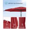 imageSONGMICS Patio Umbrella 9 ft Outdoor Table Umbrella Deck Umbrella with 8 Ribs UPF 50 30 DualTilt System Base Not Included for Patio Garden Pool White UGPU09BEV1Red