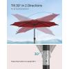 imageSONGMICS Patio Umbrella 9 ft Outdoor Table Umbrella Deck Umbrella with 8 Ribs UPF 50 30 DualTilt System Base Not Included for Patio Garden Pool White UGPU09BEV1Red