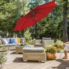 imageSONGMICS Patio Umbrella 9 ft Outdoor Table Umbrella Deck Umbrella with 8 Ribs UPF 50 30 DualTilt System Base Not Included for Patio Garden Pool White UGPU09BEV1Red