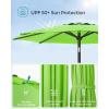 imageSONGMICS Patio Umbrella 9 ft Outdoor Table Umbrella Deck Umbrella with 8 Ribs UPF 50 30 DualTilt System Base Not Included for Patio Garden Pool White UGPU09BEV1Bright Green