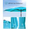 imageSONGMICS Patio Umbrella 9 ft Outdoor Table Umbrella Deck Umbrella with 8 Ribs UPF 50 30 DualTilt System Base Not Included for Patio Garden Pool White UGPU09BEV1Lake Blue