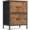 imageSONGMICS Dresser for Bedroom Chest of Drawers Steel MDF 3 NonWoven Fabric Drawers Storage Organizer Unit Closet Entryway Ink Black and Ebony Black ULGS313B01SRustic Brown  Ink Black