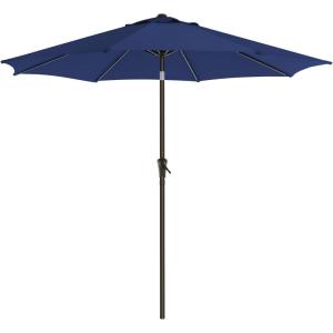 imageSONGMICS Patio Umbrella 9 ft Outdoor Table Umbrella Deck Umbrella with 8 Ribs UPF 50 30 DualTilt System Base Not Included for Patio Garden Pool White UGPU09BEV1Navy Blue