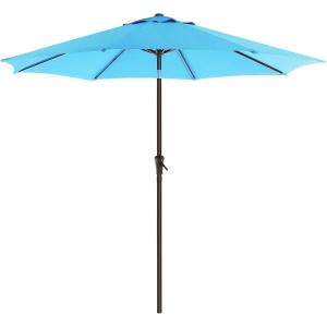 imageSONGMICS Patio Umbrella 9 ft Outdoor Table Umbrella Deck Umbrella with 8 Ribs UPF 50 30 DualTilt System Base Not Included for Patio Garden Pool White UGPU09BEV1Lake Blue