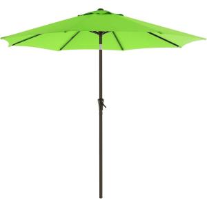 imageSONGMICS Patio Umbrella 9 ft Outdoor Table Umbrella Deck Umbrella with 8 Ribs UPF 50 30 DualTilt System Base Not Included for Patio Garden Pool White UGPU09BEV1Bright Green