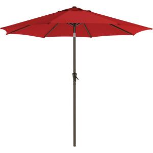 imageSONGMICS Patio Umbrella 9 ft Outdoor Table Umbrella Deck Umbrella with 8 Ribs UPF 50 30 DualTilt System Base Not Included for Patio Garden Pool White UGPU09BEV1Red