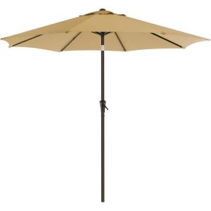 imageSONGMICS Patio Umbrella 9 ft Outdoor Table Umbrella Deck Umbrella with 8 Ribs UPF 50 30 DualTilt System Base Not Included for Patio Garden Pool White UGPU09BEV1Taupe