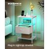 imageSONGMICS BELLAH Collection  Nightstand with Charging Station and AppControlled Adjustable LED Lights Bed Side Table 2 Drawer and 1 Open Shelf Bedroom Cloud White and Snow White ULGS302WH01SCloud White  Snow White
