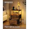 imageSONGMICS BELLAH Collection  Nightstand with Charging Station and AppControlled Adjustable LED Lights Bed Side Table 2 Drawer and 1 Open Shelf Bedroom Cloud White and Snow White ULGS302WH01SRustic Brown  Ink Black