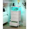 imageSONGMICS BELLAH Collection  Nightstand with Charging Station and AppControlled Adjustable LED Lights Bed Side Table 2 Drawer and 1 Open Shelf Bedroom Cloud White and Snow White ULGS302WH01SCloud White  Snow White