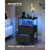 imageSONGMICS BELLAH Collection  Nightstand with Charging Station and AppControlled Adjustable LED Lights Bed Side Table 2 Drawer and 1 Open Shelf Bedroom Cloud White and Snow White ULGS302WH01SInk Black  Ebony Black