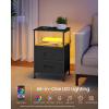 imageSONGMICS BELLAH Collection  Nightstand with Charging Station and AppControlled Adjustable LED Lights Bed Side Table 2 Drawer and 1 Open Shelf Bedroom Cloud White and Snow White ULGS302WH01SInk Black  Ebony Black