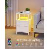 imageSONGMICS BELLAH Collection  Nightstand with Charging Station and AppControlled Adjustable LED Lights Bed Side Table 2 Drawer and 1 Open Shelf Bedroom Cloud White and Snow White ULGS302WH01SCloud White  Snow White