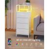 imageSONGMICS BELLAH Collection  Nightstand with Charging Station and AppControlled Adjustable LED Lights Bed Side Table 2 Drawer and 1 Open Shelf Bedroom Cloud White and Snow White ULGS302WH01SCloud White  Snow White