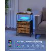 imageSONGMICS BELLAH Collection  Nightstand with Charging Station and AppControlled Adjustable LED Lights Bed Side Table 2 Drawer and 1 Open Shelf Bedroom Cloud White and Snow White ULGS302WH01SRustic Brown  Ink Black
