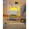 imageSONGMICS BELLAH Collection  Nightstand with Charging Station and AppControlled Adjustable LED Lights Bed Side Table 2 Drawer and 1 Open Shelf Bedroom Cloud White and Snow White ULGS302WH01SCloud White  Snow White