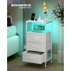 imageSONGMICS BELLAH Collection  Nightstand with Charging Station and AppControlled Adjustable LED Lights Bed Side Table 2 Drawer and 1 Open Shelf Bedroom Cloud White and Snow White ULGS302WH01SCloud White  Snow White