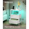imageSONGMICS BELLAH Collection  Nightstand with Charging Station and AppControlled Adjustable LED Lights Bed Side Table 2 Drawer and 1 Open Shelf Bedroom Cloud White and Snow White ULGS302WH01SCloud White  Snow White