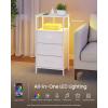imageSONGMICS BELLAH Collection  Nightstand with Charging Station and AppControlled Adjustable LED Lights Bed Side Table 2 Drawer and 1 Open Shelf Bedroom Cloud White and Snow White ULGS302WH01SCloud White  Snow White