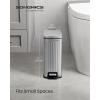 imageSONGMICS Bathroom Trash Can 16Gallon 6 L Trash Bin with Lid Slim for Small Spaces Stainless Steel Garbage Can Soft Close White ULTB563W02Silver