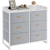 imageSONGMICS Kids Dresser with 6 Drawers Boys Girls Dresser with WaterResistant Tabletop Storage Organizer Cabinet for Bedroom Hallway Beige UGKR101K01Grey