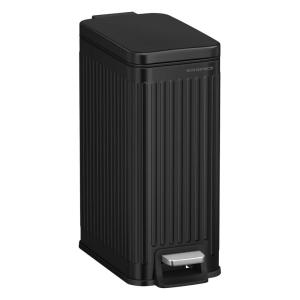 imageSONGMICS Bathroom Trash Can 16Gallon 6 L Trash Bin with Lid Slim for Small Spaces Stainless Steel Garbage Can Soft Close White ULTB563W02Black