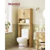 imageVASAGLE MAXE Collection  Over The Toilet Storage Cabinet 236Inch Wide Mid Century Modern Bathroom Organizer with Fluted Doors Adjustable Shelf SpaceSaving Cloud White UBTS028WB01SOak Beige