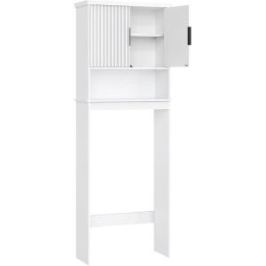 imageVASAGLE MAXE Collection  Over The Toilet Storage Cabinet 236Inch Wide Mid Century Modern Bathroom Organizer with Fluted Doors Adjustable Shelf SpaceSaving Cloud White UBTS028WB01SCloud White