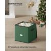 imageSONGMICS Christmas Ornament Storage Boxes Set of 2 Dual Zippers Stackable Christmas Storage Containers with Lid 16 Trays 600D Oxford 3Inch 256 Slots Cherry Red URFB043R01Forest Green