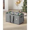 imageSONGMICS Christmas Ornament Storage Boxes Set of 2 Dual Zippers Stackable Christmas Storage Containers with Lid 16 Trays 600D Oxford 3Inch 256 Slots Cherry Red URFB043R01Dove Gray