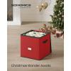 imageSONGMICS Christmas Ornament Storage Boxes Set of 2 Dual Zippers Stackable Christmas Storage Containers with Lid 16 Trays 600D Oxford 3Inch 256 Slots Cherry Red URFB043R01Cherry Red