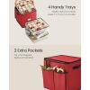 imageSONGMICS Christmas Ornament Storage Boxes Set of 2 Dual Zippers Stackable Christmas Storage Containers with Lid 16 Trays 600D Oxford 3Inch 256 Slots Cherry Red URFB043R01Cherry Red