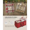 imageSONGMICS Christmas Ornament Storage Boxes Set of 2 Dual Zippers Stackable Christmas Storage Containers with Lid 16 Trays 600D Oxford 3Inch 256 Slots Cherry Red URFB043R01Cherry Red