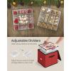 imageSONGMICS Christmas Ornament Storage Boxes Set of 2 Dual Zippers Stackable Christmas Storage Containers with Lid 16 Trays 600D Oxford 3Inch 256 Slots Cherry Red URFB043R01Cherry Red
