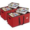 imageSONGMICS Christmas Ornament Storage Boxes Set of 2 Dual Zippers Stackable Christmas Storage Containers with Lid 16 Trays 600D Oxford 3Inch 256 Slots Cherry Red URFB043R01Cherry Red