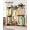imageSONGMICS HeavyDuty Clothes Rack Garment Rack Portable Closet 569Inch Wide Clothing Rack with Adjustable Mesh Shelves and Hanging Rails Ink Black ULGR432B01