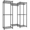 imageSONGMICS HeavyDuty Clothes Rack Garment Rack Portable Closet 569Inch Wide Clothing Rack with Adjustable Mesh Shelves and Hanging Rails Ink Black ULGR432B01
