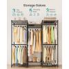 imageSONGMICS HeavyDuty Clothes Rack Garment Rack Portable Closet 569Inch Wide Clothing Rack with Adjustable Mesh Shelves and Hanging Rails Ink Black ULGR432B01