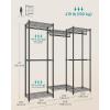 imageSONGMICS HeavyDuty Clothes Rack Garment Rack Portable Closet 569Inch Wide Clothing Rack with Adjustable Mesh Shelves and Hanging Rails Ink Black ULGR432B01