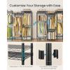 imageSONGMICS HeavyDuty Clothes Rack Garment Rack Portable Closet 569Inch Wide Clothing Rack with Adjustable Mesh Shelves and Hanging Rails Ink Black ULGR432B01