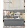 imageSONGMICS MAZIE Collection  43 Inches Ottoman Storage Bench 35 Gal Folding Chest with Breathable LinenLook Fabric Load up to 660 lb for Entryway Living Room Bedroom Light Gray ULSF077G05Light Gray