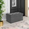 imageSONGMICS MAZIE Collection  43 Inches Ottoman Storage Bench 35 Gal Folding Chest with Breathable LinenLook Fabric Load up to 660 lb for Entryway Living Room Bedroom Light Gray ULSF077G05Dark Gray