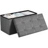 imageSONGMICS MAZIE Collection  43 Inches Ottoman Storage Bench 35 Gal Folding Chest with Breathable LinenLook Fabric Load up to 660 lb for Entryway Living Room Bedroom Light Gray ULSF077G05Dark Gray