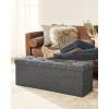 imageSONGMICS MAZIE Collection  43 Inches Ottoman Storage Bench 35 Gal Folding Chest with Breathable LinenLook Fabric Load up to 660 lb for Entryway Living Room Bedroom Light Gray ULSF077G05Dark Gray